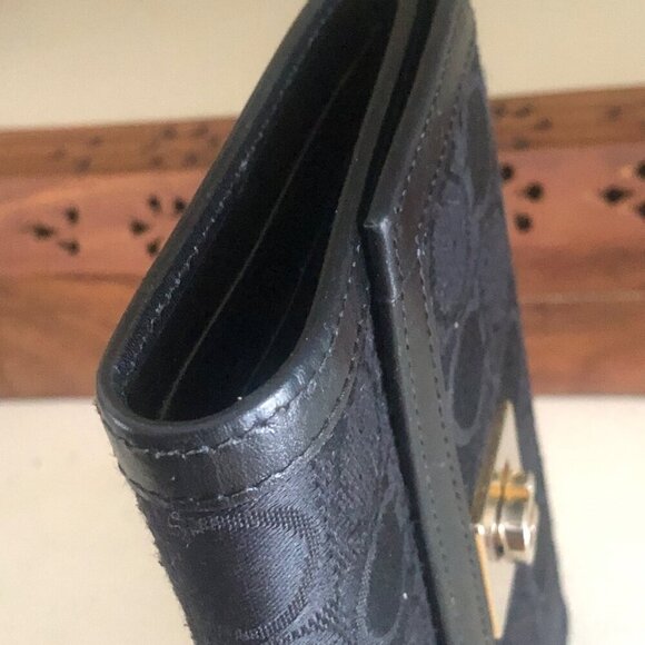 SALVATORE FERRAGAMO Trifold Wallet Gancini Canvas Leather Black - Picture 5 of 16